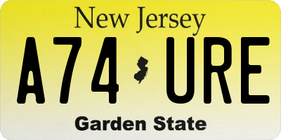 NJ license plate A74URE