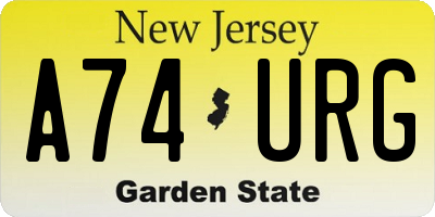 NJ license plate A74URG