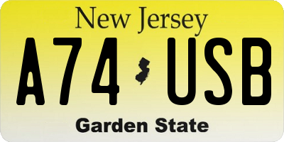 NJ license plate A74USB