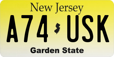 NJ license plate A74USK