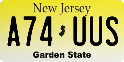 NJ license plate A74UUS