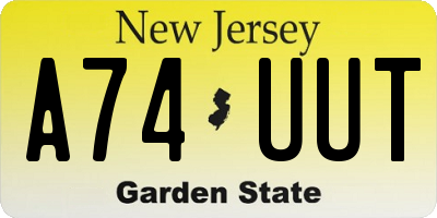 NJ license plate A74UUT