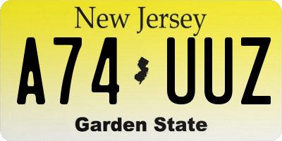 NJ license plate A74UUZ