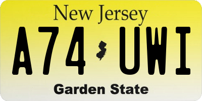 NJ license plate A74UWI