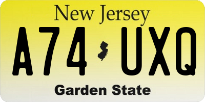 NJ license plate A74UXQ
