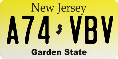 NJ license plate A74VBV
