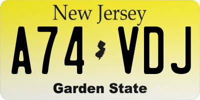NJ license plate A74VDJ
