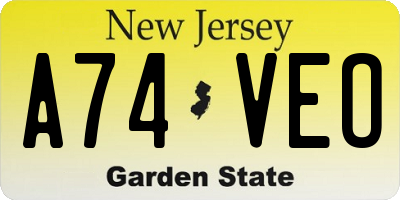 NJ license plate A74VEO