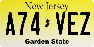 NJ license plate A74VEZ