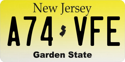 NJ license plate A74VFE