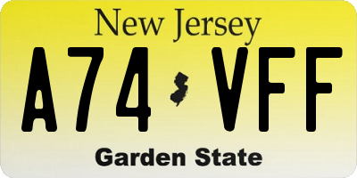 NJ license plate A74VFF