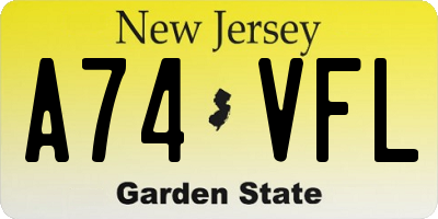 NJ license plate A74VFL