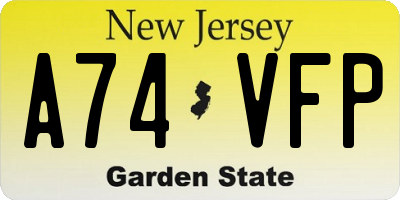 NJ license plate A74VFP