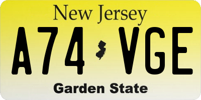 NJ license plate A74VGE