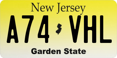 NJ license plate A74VHL