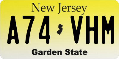 NJ license plate A74VHM