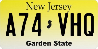 NJ license plate A74VHQ
