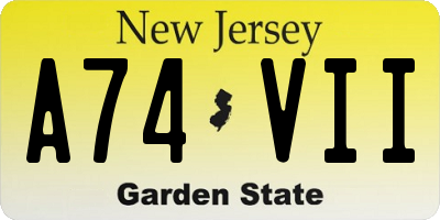 NJ license plate A74VII