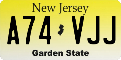 NJ license plate A74VJJ