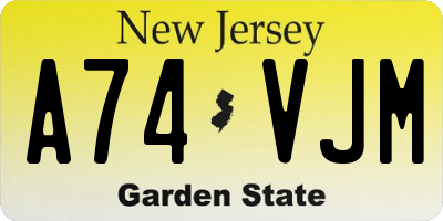 NJ license plate A74VJM