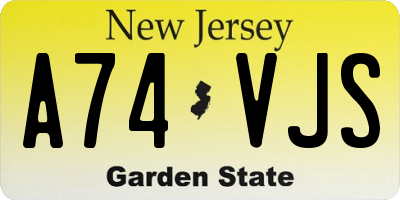 NJ license plate A74VJS