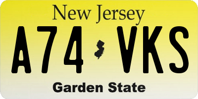 NJ license plate A74VKS