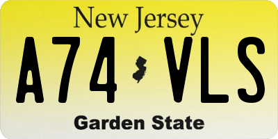 NJ license plate A74VLS