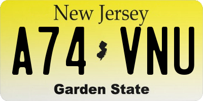 NJ license plate A74VNU