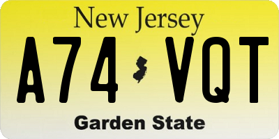 NJ license plate A74VQT