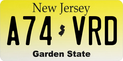 NJ license plate A74VRD
