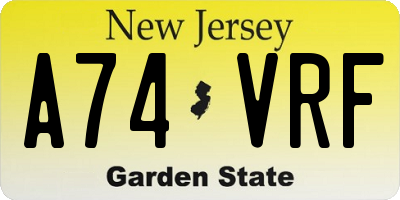 NJ license plate A74VRF