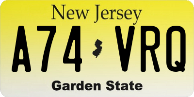 NJ license plate A74VRQ