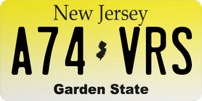 NJ license plate A74VRS