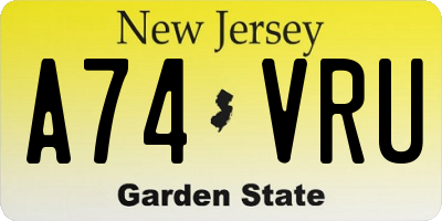 NJ license plate A74VRU