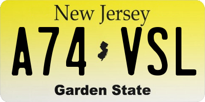 NJ license plate A74VSL