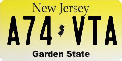 NJ license plate A74VTA