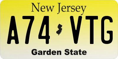 NJ license plate A74VTG