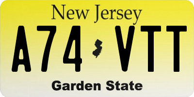 NJ license plate A74VTT