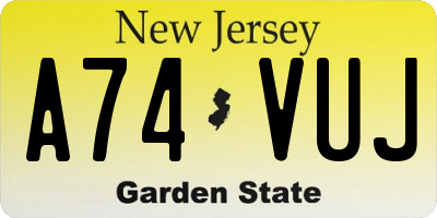 NJ license plate A74VUJ