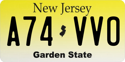 NJ license plate A74VVO