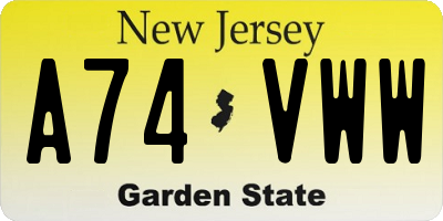 NJ license plate A74VWW