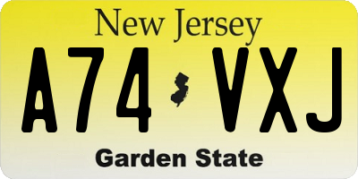 NJ license plate A74VXJ