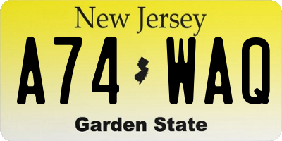 NJ license plate A74WAQ