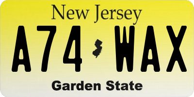 NJ license plate A74WAX