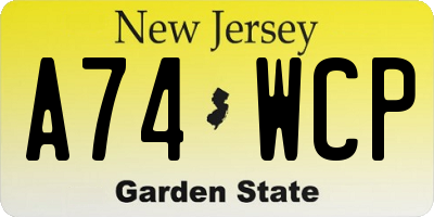NJ license plate A74WCP