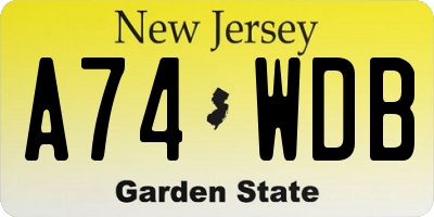 NJ license plate A74WDB