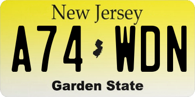 NJ license plate A74WDN