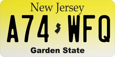 NJ license plate A74WFQ