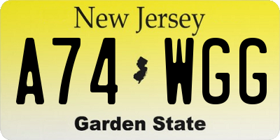 NJ license plate A74WGG