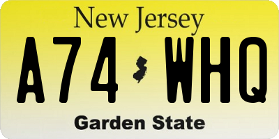 NJ license plate A74WHQ